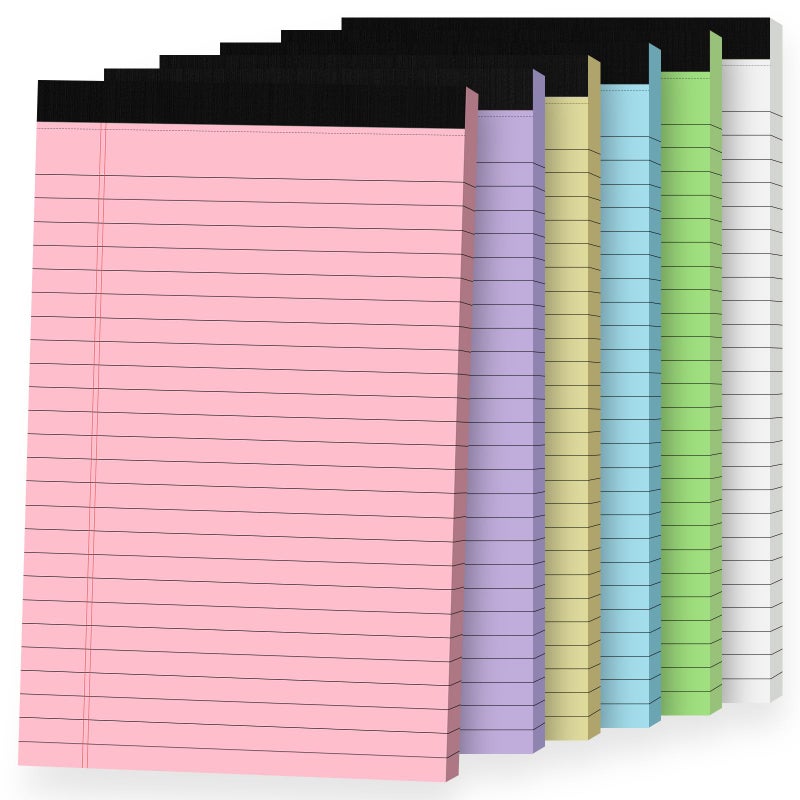 Ciphyfee 6pcs Small Note Pads, Colored Notepads 5x8 College Ruled Notebook, Writing Pads 5 x 8, Legal Pads, Pad Paper Perforate Notebooks for Work, Message, School, Office Supplies,30 Sheets/Pack - Image 1