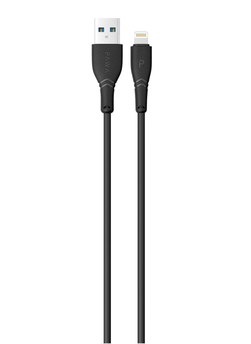 Pawa - Solid Travel Charger Dual USB Port 2.4A With Lightning Cable- Black - Image 1