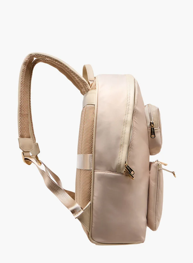 MISSY BEIGE Women Solid Backpack with Adjustable Shoulder Straps and Zip Closure - 32x19x40 cm for Women | Best Price UAE
