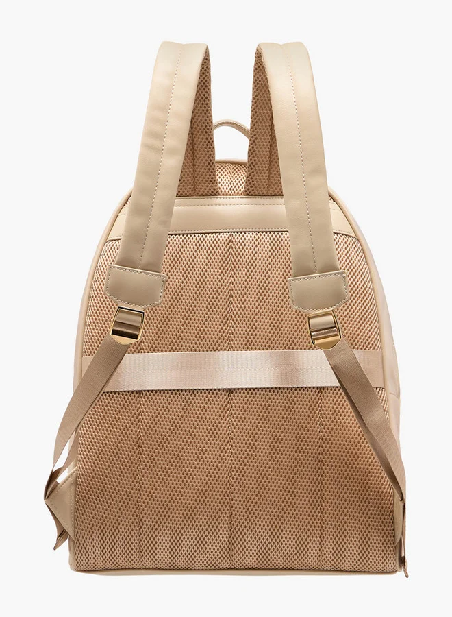 MISSY BEIGE Women Solid Backpack with Adjustable Shoulder Straps and Zip Closure - 32x19x40 cm for Women | Best Price UAE