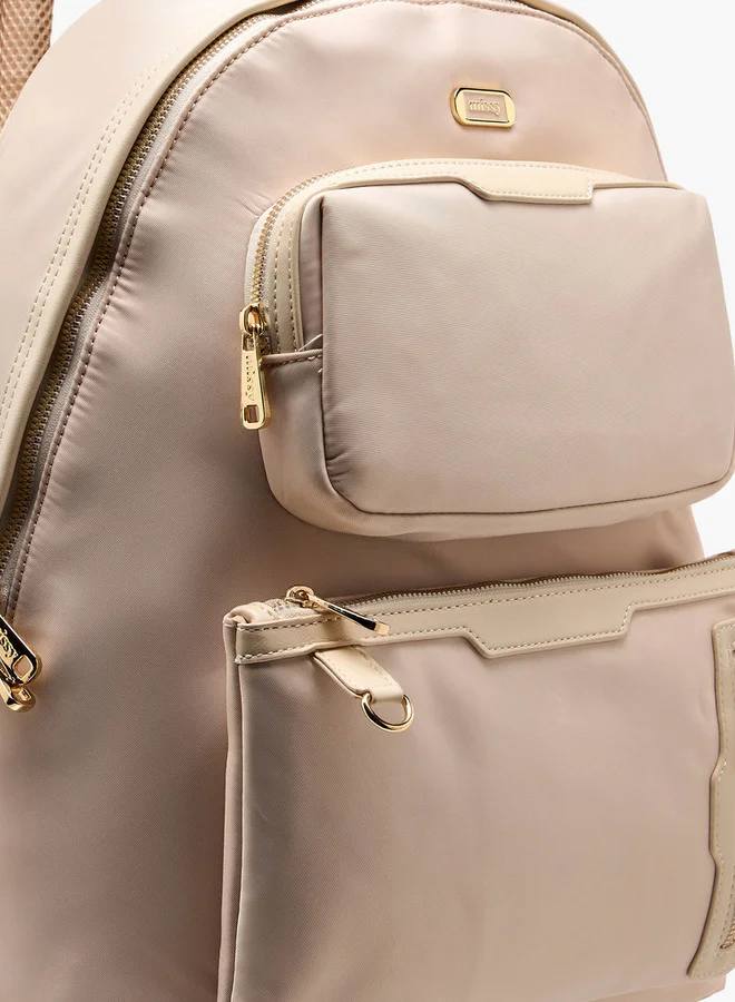 MISSY BEIGE Women Solid Backpack with Adjustable Shoulder Straps and Zip Closure - 32x19x40 cm for Women | Best Price UAE