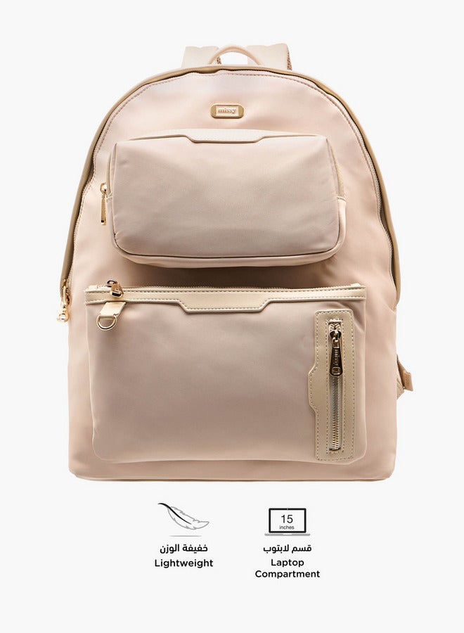MISSY Solid School Backpack With Adjustable Shoulder Straps And Zip Closure - 32X19X40 Cm - Image 5