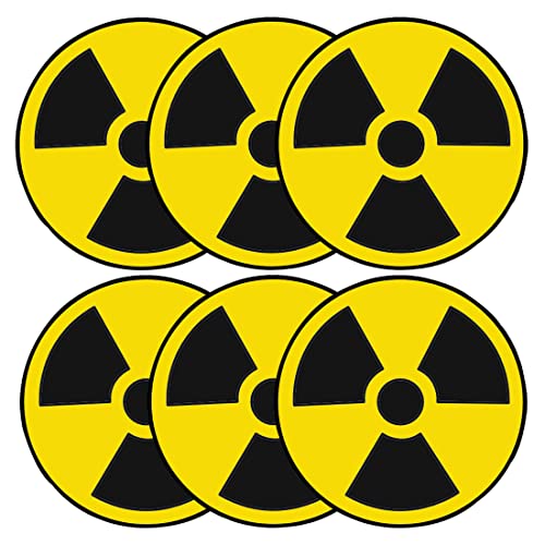 Haobase 6 Pcs Radiation Nuclear Symbol Danger Safety Warning Sign Stickers - Self Adhesive Vinyl - 8 cm x 8 cm - Image 1
