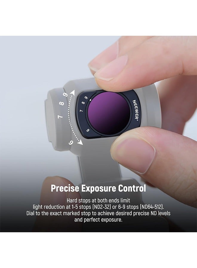 NEEWER Variable ND Filter Set Compatible with DJI Osmo Pocket 3 Creator Combo Accessories with 180° 0.75X Wide Angle Lens u0026 Screen Protectors, Variable ND2-32 + ND64-512 + CPL Filter, FL-B15 - Image 4