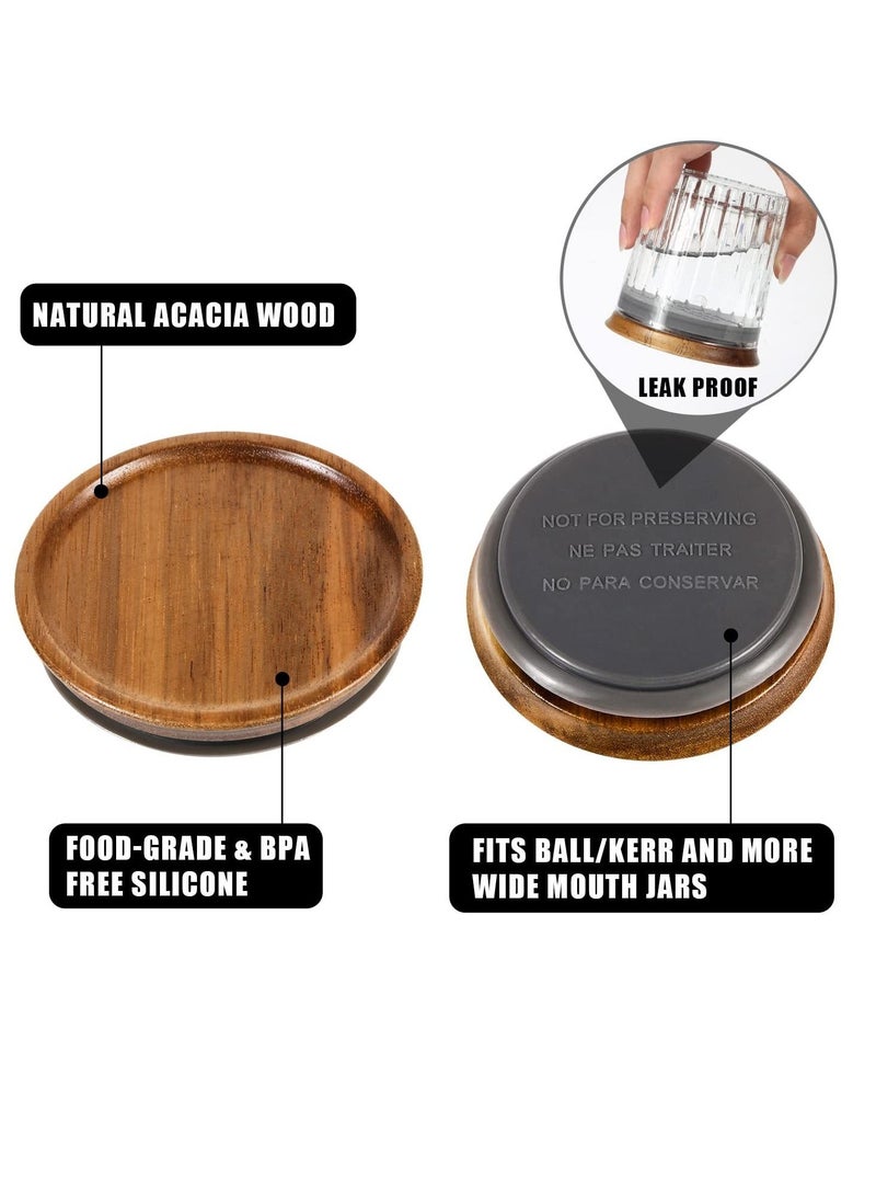 KASTWAVE 6pcs Wooden Jar Lids Natural Bamboo Wood Reusable Ball Wooden Lids for Airtight Regular Mouth Jars  - Image 4