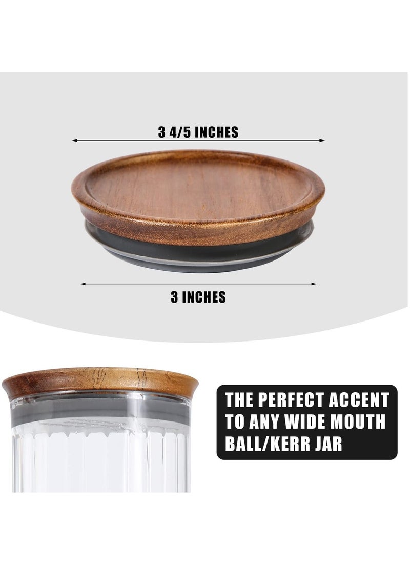 KASTWAVE 6pcs Wooden Jar Lids Natural Bamboo Wood Reusable Ball Wooden Lids for Airtight Regular Mouth Jars  - Image 5