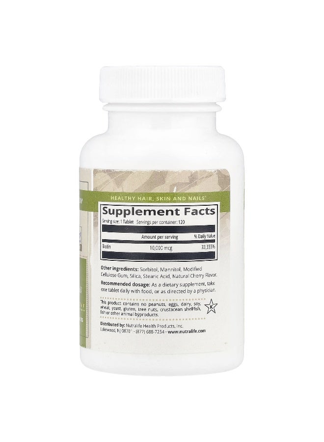 NutraLife, Biotin, 10,000 mcg, 120 Easy Chew Tablets (Packaging may vary) - Image 2