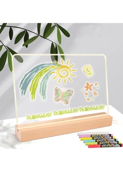 Y&D Acrylic Dry Erase Board with LED Light Clear Desktop Whiteboard Stand for Desk Memo Tablet 12 Markers Writing (13 X 10")  - Image 2