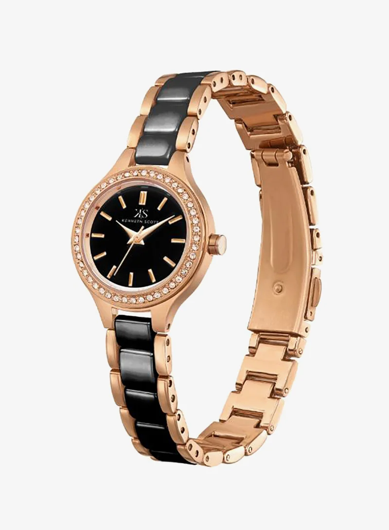 KENNETH SCOTT Women's Alloy+ceramic Analog Watch K23509-KCBB - 26 mm