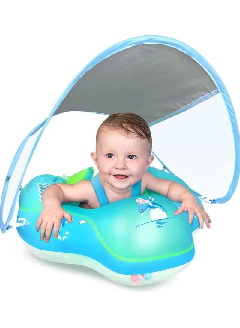 Inflatable Baby Pool Float - Sunshade, Secure Seat, Toddler Swimming Ring - Image 1