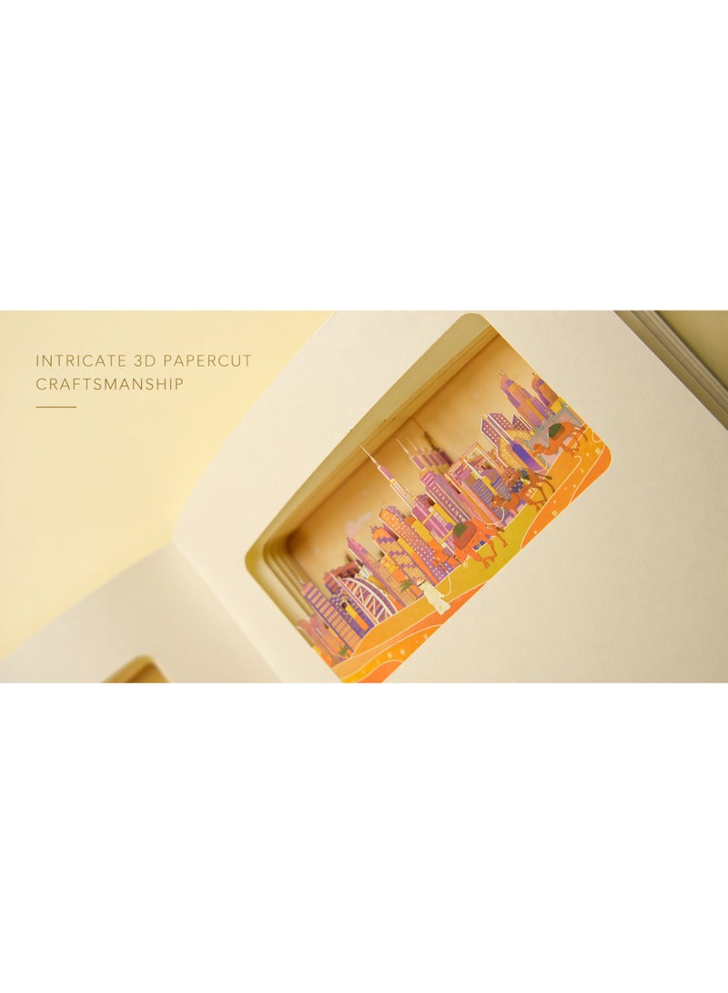 Dubai Skyline 3D Papercut Notebook – Camel Desert Scene – UAE Souvenir Gift - Image 3