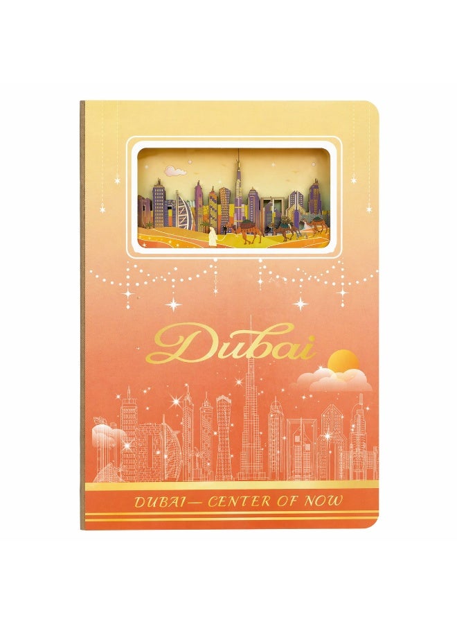 Dubai Skyline 3D Papercut Notebook – Camel Desert Scene – UAE Souvenir Gift - Image 1