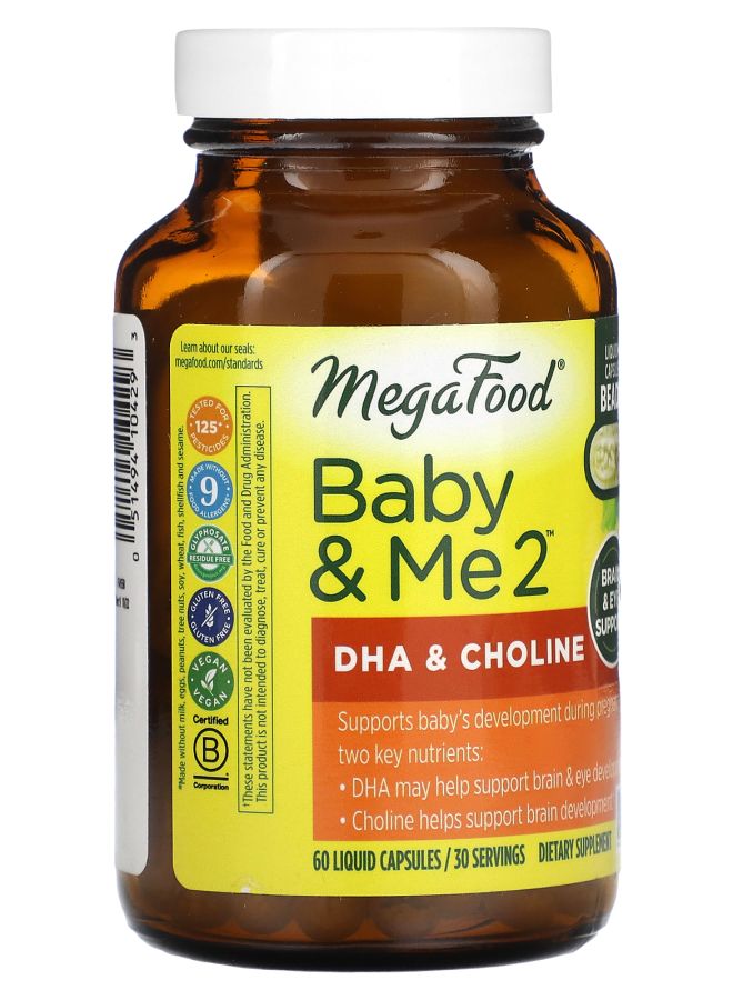 MegaFood Baby & Me 2 DHA & Choline 60 Liquid Capsules - Image 2