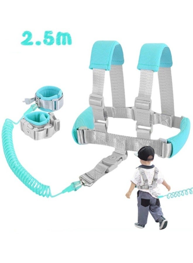 أفضل ذروة حبل جر للأطفال 2 في 1، حزام معصم مضاد للضياع، مناسب لحمل الأطفال الصغار، حبل جر للأطفال، حبل جر للأطفال الصغار، حزام معصم (أخضر 2.5 متر) - Image 1