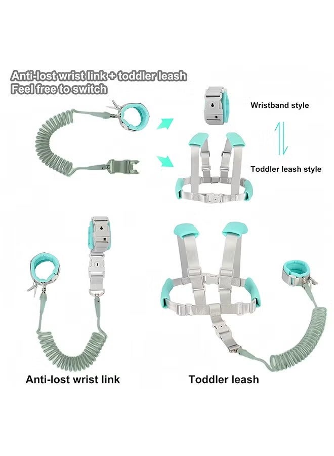 أفضل ذروة حبل جر للأطفال 2 في 1، حزام معصم مضاد للضياع، مناسب لحمل الأطفال الصغار، حبل جر للأطفال، حبل جر للأطفال الصغار، حزام معصم (أخضر 2.5 متر) - Image 3