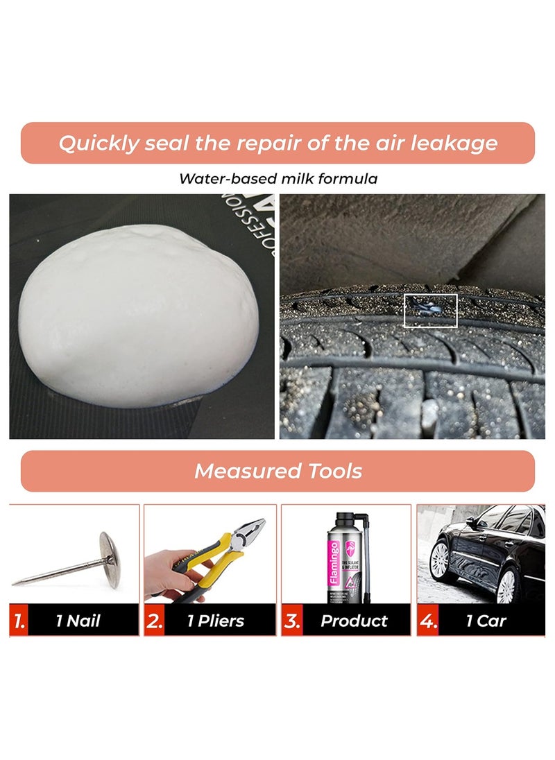 FLAMINGO Flamingo Tire Inflator & Tyre Sealant 450ml One Step Procedure Tyre Repair Kit for Cars, Motorcycles, and Electrical Bicycles| Emergency Tyre Puncture Repair | Tubeless Tyre 450ml  - Image 5