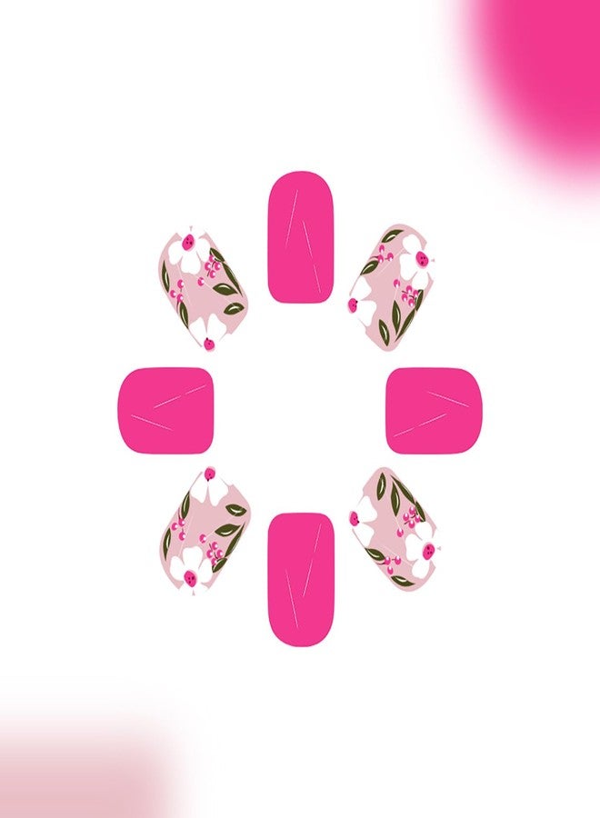 LYLYNB Flower Press on Nails Short Square Fake Nails with Designs Spring Summer Acrylic Nails Full Cover False Nails Cute Floral Glue on Nails Glossy Artificial Nails Reusable Stick on Nails for Women - Image 5