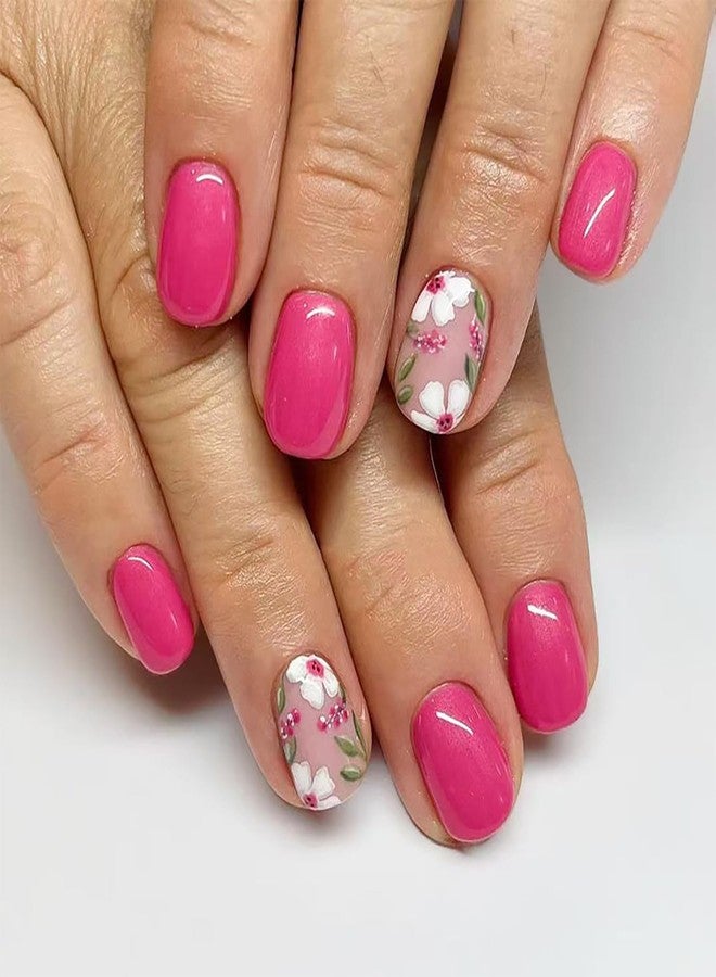 LYLYNB Flower Press on Nails Short Square Fake Nails with Designs Spring Summer Acrylic Nails Full Cover False Nails Cute Floral Glue on Nails Glossy Artificial Nails Reusable Stick on Nails for Women - Image 1
