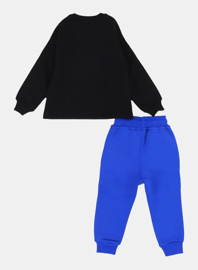 اوركيدز طقم بيجامة قطن للأولاد – أسود/أزرق بطباعة ديناصور على لوح تزلج - Image 2