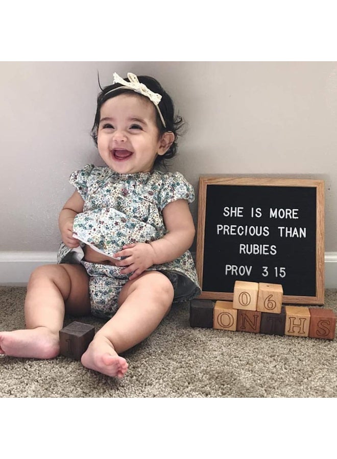 NANAO لوحة حروف مصنوعة من اللباد ذات وجهين بإطار خشبي ريفي، 439 حرف أبيض مقصوص مسبقًا، أشهر وأيام وكلمات خط مائل، ديكور عرض على الحائط والطاولة (25.4 × 25.4 سم) - Image 5