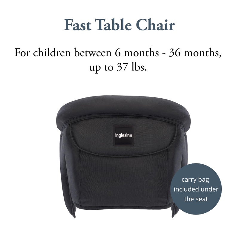 Inglesina Fast Table Chair, Black - High Chair for Babies & Toddlers 6-36 Months - Fits Tables 0.8'' to 3.5'' Thick - Collapsible, Portable Design - Includes Travel-Friendly Bag - BPA Free - Image 2