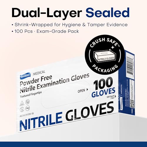 Supmedic Disposable Nitrile Gloves, Chemical Resistant, Powder-Free, Latex-Free, Food Safe, Medical Exam Gloves, Black, Large, 100 Pcs - Image 5