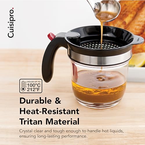Cuisipro Fat Separator with Bottom Release, Plastic, 4 Cup Strainer with Handle, Grease Strainer Dishwasher Safe, Oil Separator for Kitchen - Image 3