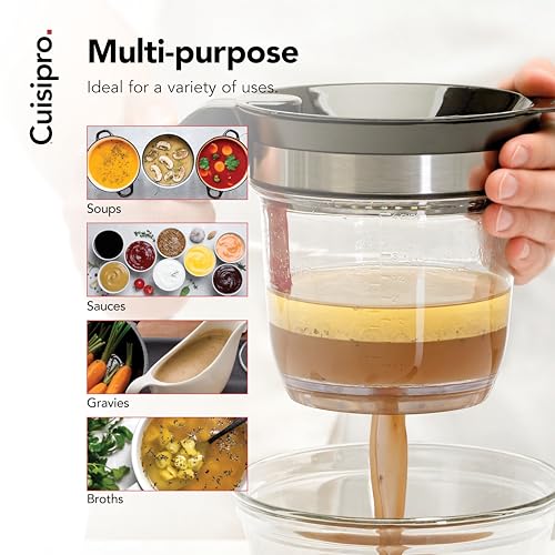 Cuisipro Fat Separator with Bottom Release, Plastic, 4 Cup Strainer with Handle, Grease Strainer Dishwasher Safe, Oil Separator for Kitchen - Image 5