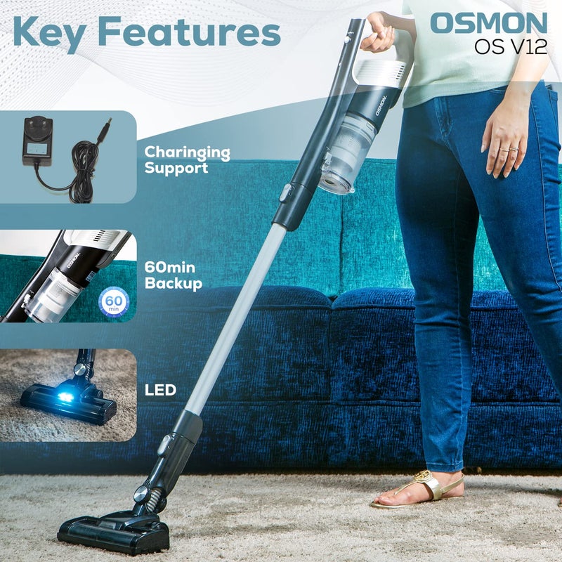 OSMON OS V12 Wireless Rechargable Cordless Vacuum Cleaner for Home Car Sofa Floor Carpet Dust Pet Hair Surfaces Corners - Image 5