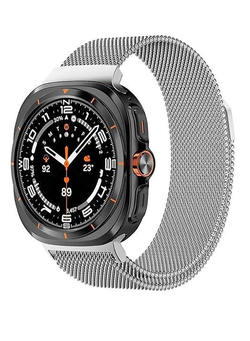 سوار ساعة يد مغناطيسي من الفولاذ المقاوم للصدأ لساعة سامسونج جلاكسي ووتش 7 الترا 47 مم - فضي Samsung Galaxy Watch 7 Ultra 47mm - Image 1