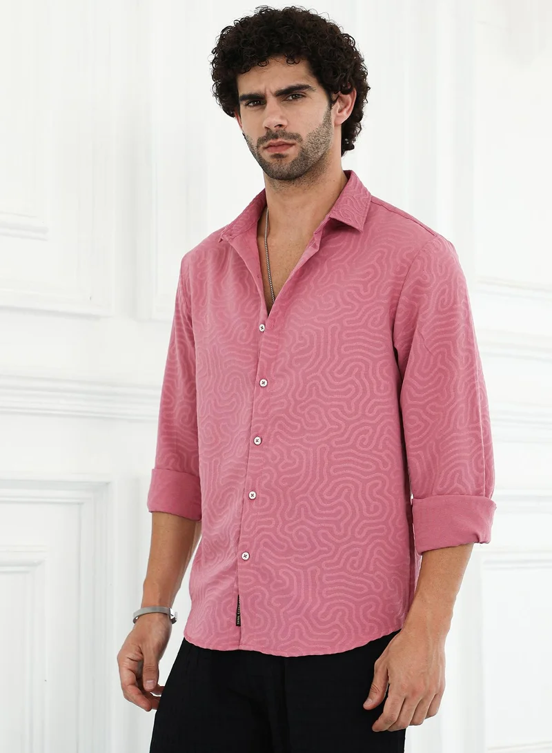 كامبوس سوترا Men's Rouge Pink Doodle-Tactile Regular Shirt