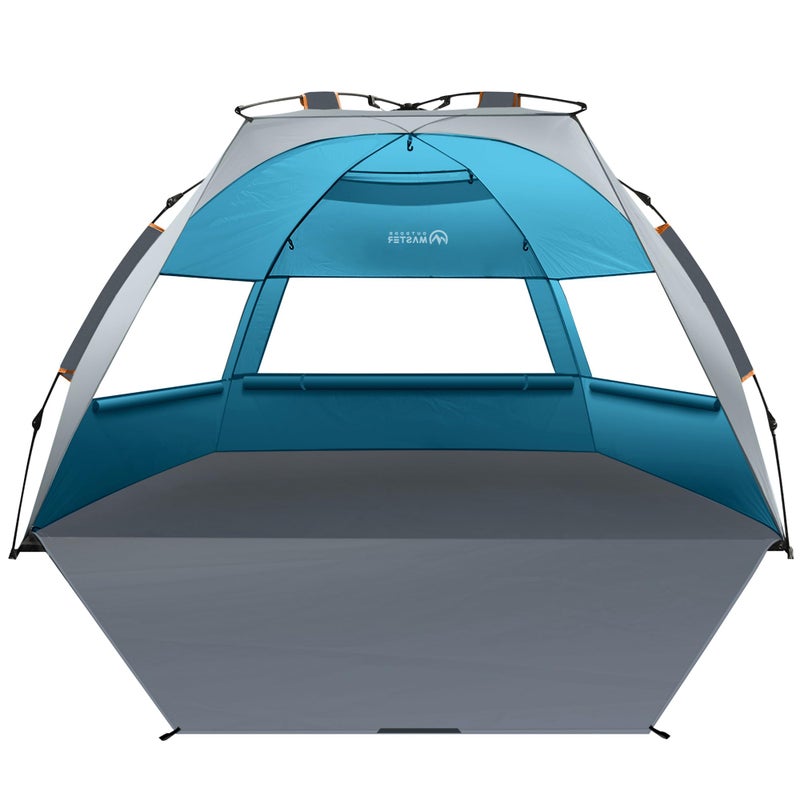 OutdoorMaster Beach Tent Sun Shelter for 34 Person Pop Up Beach Tent Easy Setup with Sandbags Portable Sun Shade Canopy with Carrying Bag for Beach Outdoor UPF50 UV Protection Ocracoke Coast