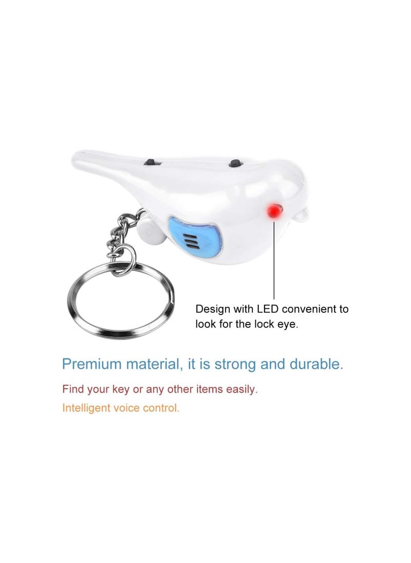 Generic - Whistle Key Finder Voice Control Bird Shape Keychain Mini Key Anti-Lost Tracer Finder with LED Light Suitable for Key Wallet Cellphone(White) - Image 1