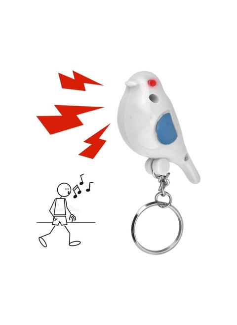 Whistle Key Finder Voice Control Bird Shape Keychain Mini Key Anti-Lost Tracer Finder with LED Light Suitable for Key Wallet Cellphone(White)