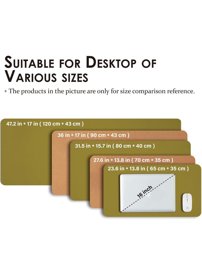 Cork Desk Mat - Dual-Sided Desk Pad for Office and Home - Desk Organization and Accessories - Ideal for Large Mouse Pad and Desk Mats on Top of Desks(Olive Green,36"x 17") - Image 5