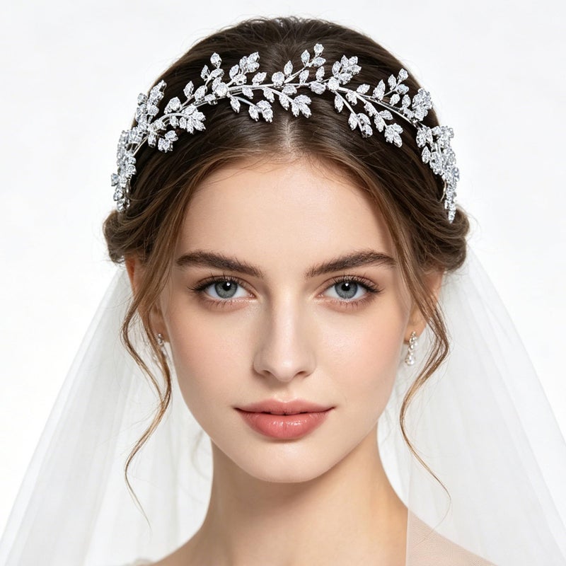 Jorsnovs إكسسوارات رأس عروس جورسنوفس للأزياء لعروس الزفاف، أشرطة رأس من الزركون المكعب للنساء، هدايا عيد ميلاد CZ - Image 2