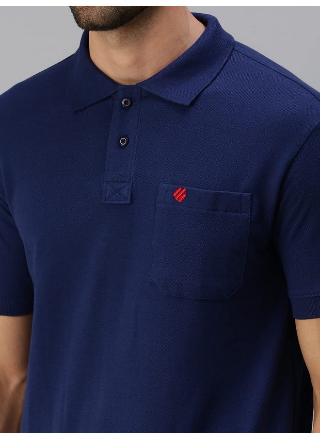 ONN - ONN Men's Airforce Blue Half Sleeves Polo Collar T-Shirt with Pocket(Size : XX-Large) - Image 1