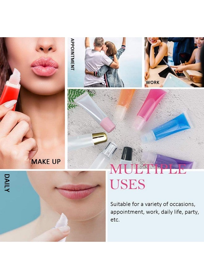 AMORIX 50PCS Lip Gloss Tubes Empty 10ml Pink Cap Lip Gloss Containers Lip Balm Tubes Cute Squeeze Tubes Lipgloss Making Supplies + 2 x 20ml Syringes Tag Labels for Lip Gloss Base - Image 5