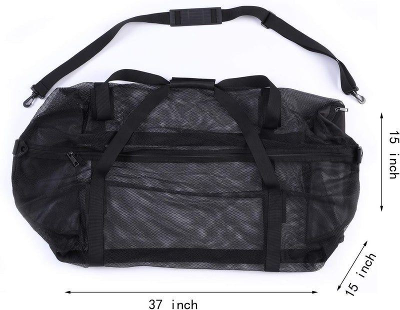 Leberna Large Beach Foldable Lightweight - Beach Toy Bag Mesh Bag for Swimming Pool Sand Toys, Black, 37 * 15 * 15 inch - Image 2