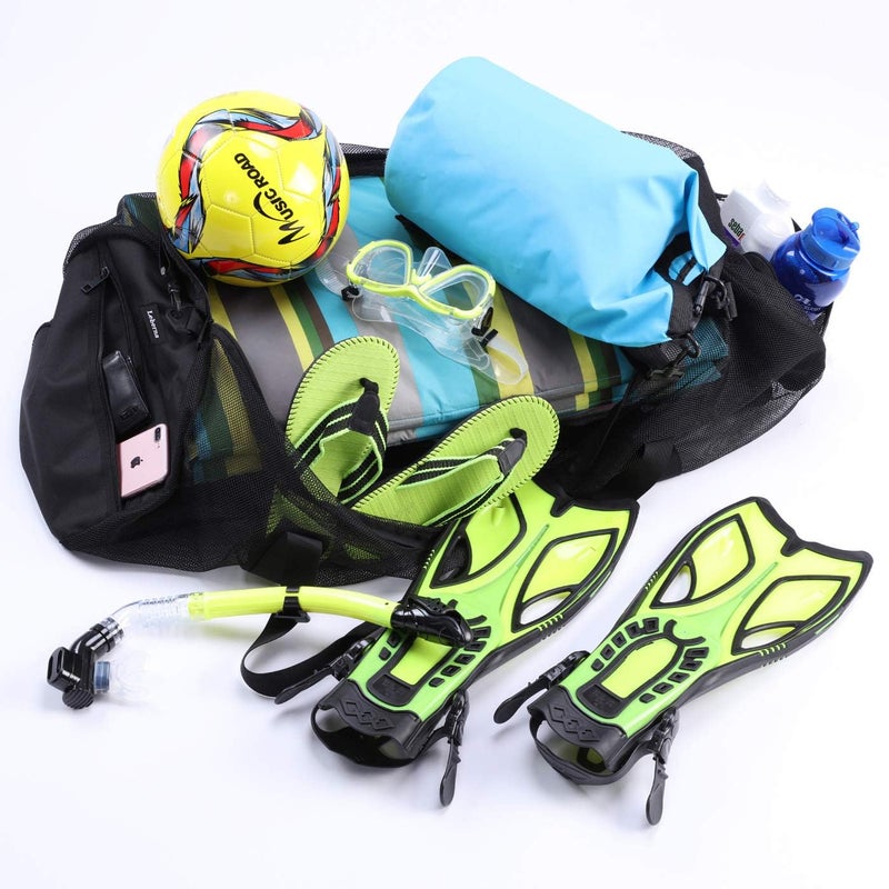 Leberna Large Beach Foldable Lightweight - Beach Toy Bag Mesh Bag for Swimming Pool Sand Toys, Black, 37 * 15 * 15 inch - Image 3