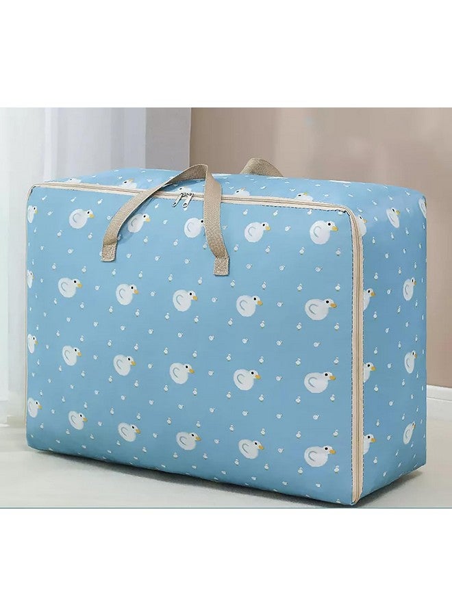 HOUSE OF QUIRK House of Quirk Fabric Extra Large Oversized Handy Storage Bag Laundry Bags Quilt Beddings Blanket 105 Litre - Light Blue Duck, 50 Cm,30Cm - Image 3