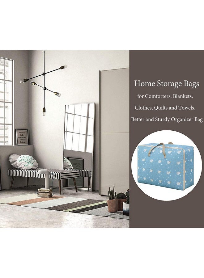 HOUSE OF QUIRK House of Quirk Fabric Extra Large Oversized Handy Storage Bag Laundry Bags Quilt Beddings Blanket 105 Litre - Light Blue Duck, 50 Cm,30Cm - Image 5