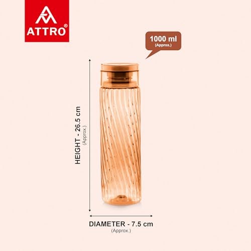 Attro O2 Spring 1000ml Water Bottle with Easy to Carry Handle Leak-proof BPA Free Plastic Material-Set of 2 Assorted - Image 2