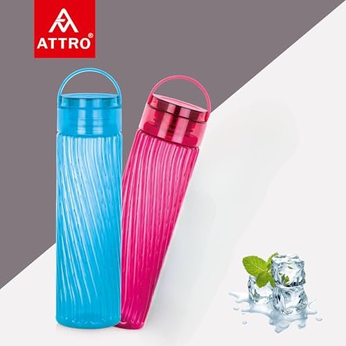 Attro O2 Spring 1000ml Water Bottle with Easy to Carry Handle Leak-proof BPA Free Plastic Material-Set of 2 Assorted - Image 5