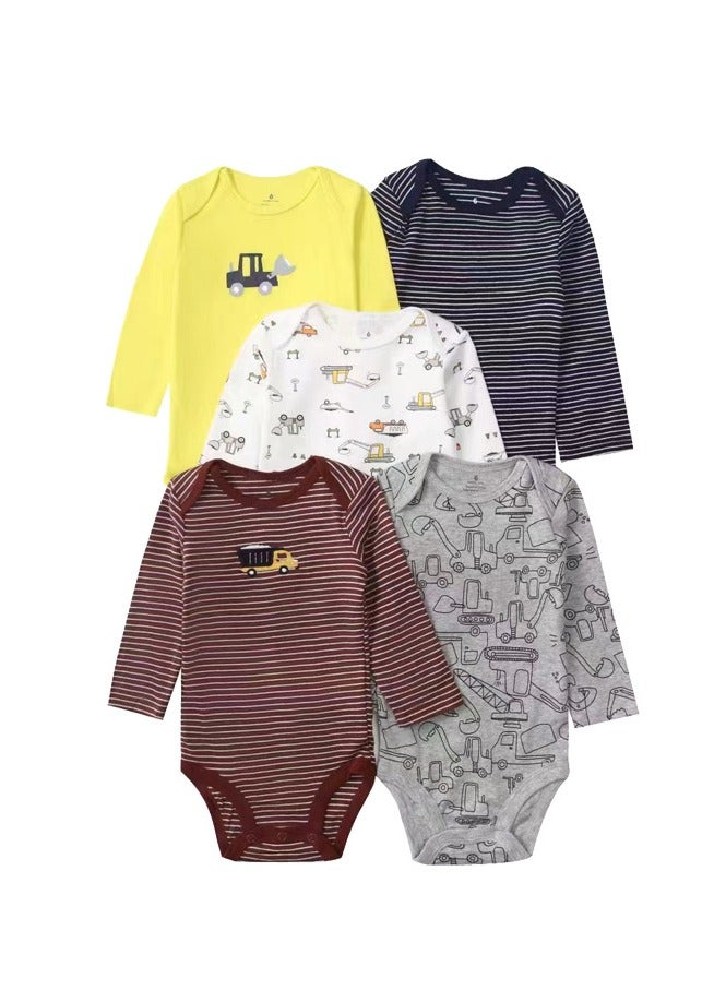 Baby Boy Long Sleeve Onesies 5-Pack 
