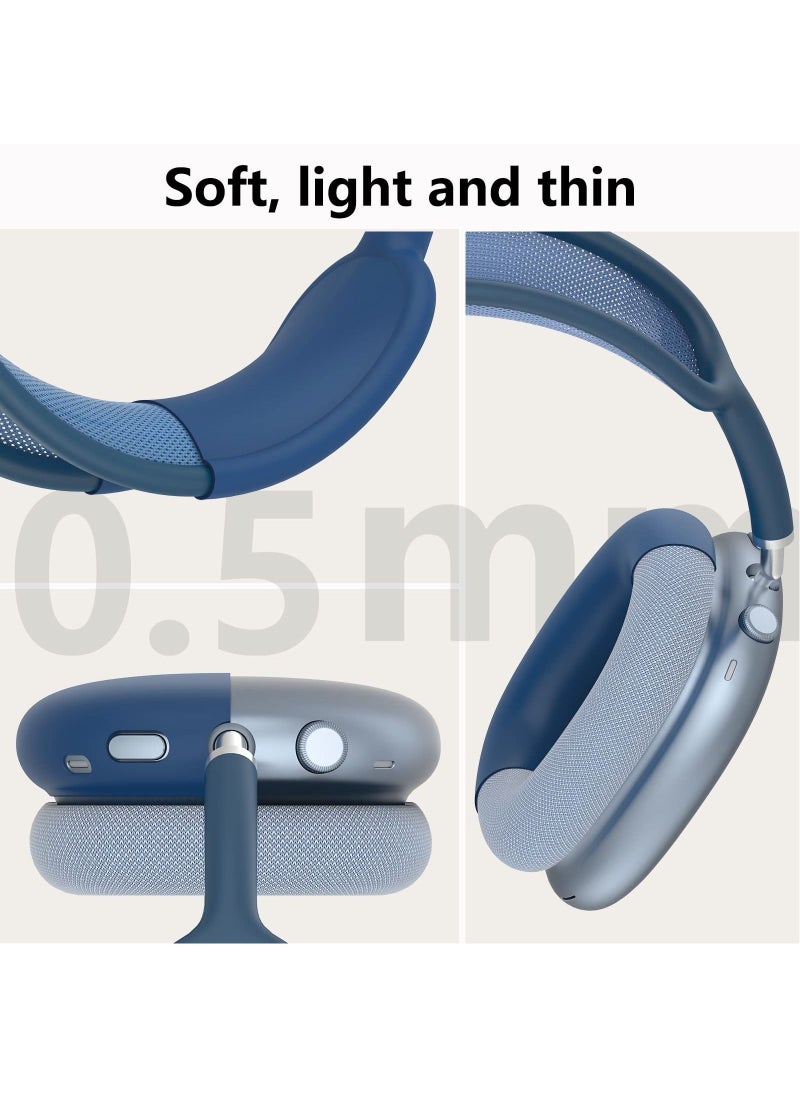 Generic - Silicone Cases Suitable for Apple AirPods Max 3-in-1 Headphones Anti-Scratch Ear Cups Cover Headband Cover and Ear Pad Protector Case Skin Accessories (Dark Blue) - Image 1