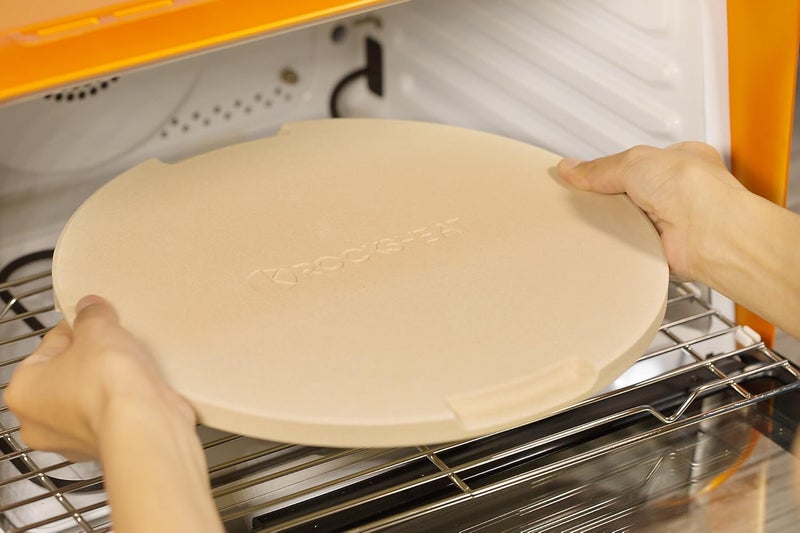 ROCKSHEAT Pizza Stone 12.6in Round Baking & Grilling Stone, Perfect for Oven, BBQ and Grill. Innovative Double - faced Built - in 4 Handles Design - Image 5