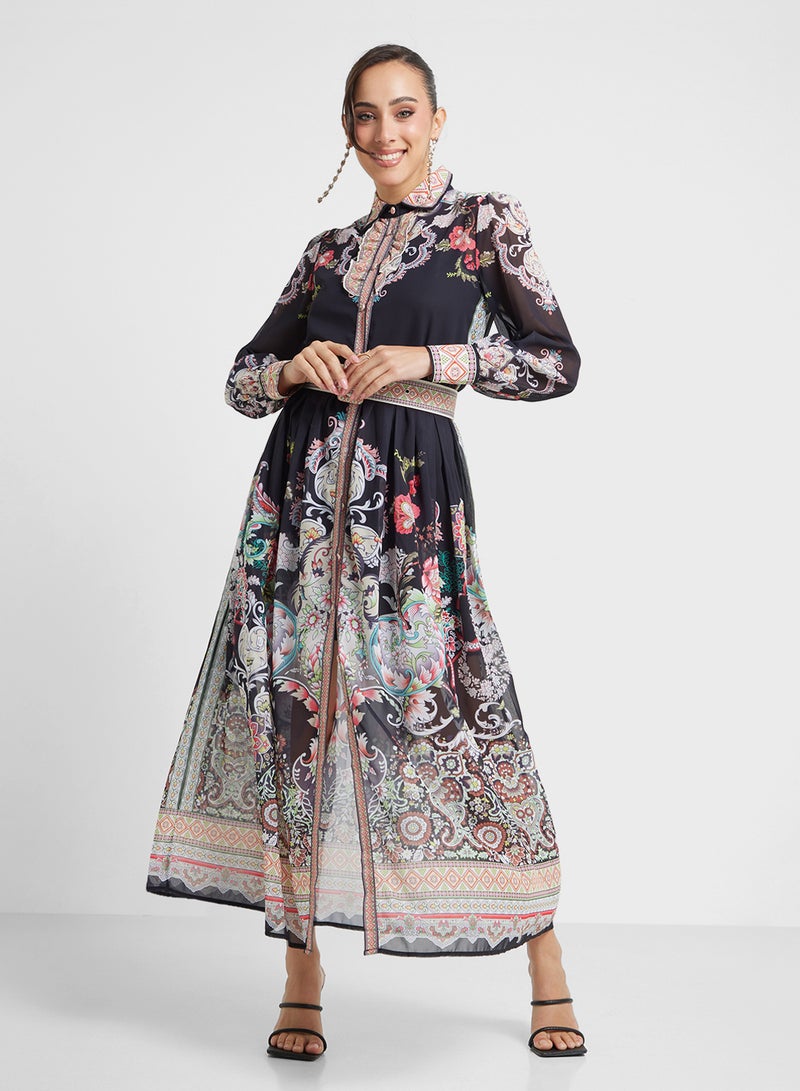 خزانة فستان ماكسي بطبعة زهور - Image 4