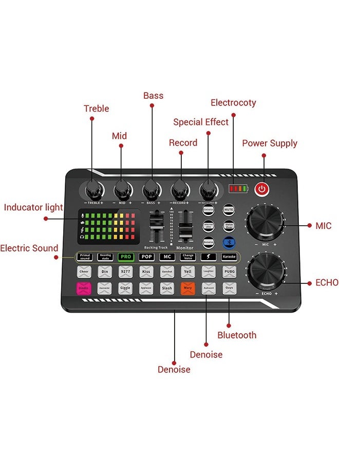 Generic F998 Live Sound Card Audio Mixer, Podcast Audio Interface with DJ Mixer Effects, Voice Changer with Sound Effects for Karaoke Tiktok YouTube Live Streaming Record Gaming  - Image 5