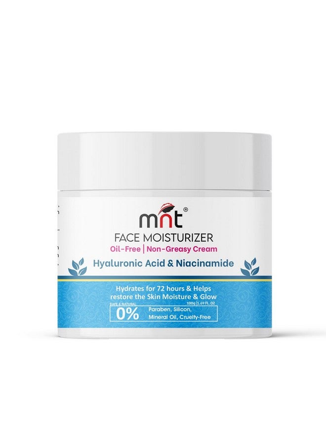 MNT Hydrating Face Moisturizer Cream For Plumping And Hydrating Skin With Hyaluronic Acid & Niacinamide Antiaging Face Moisturizer For Dry Skin Nongreasy & Oil Free Cream 100 G
